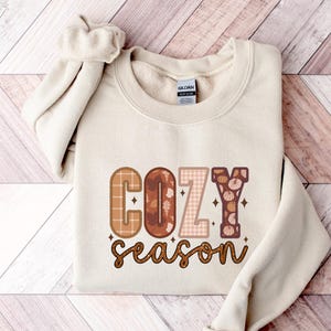 Cozy Season Sweater, Retro Autumn Sweatshirt, Womens Fall T-Shirt, Get Cozy Crewneck, Fall Graphic Shirt, Cozy Vibes Clothing