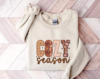 Cozy Season Sweater, Retro Autumn Sweatshirt, Womens Fall T-Shirt, Get Cozy Crewneck, Fall Graphic Shirt, Cozy Vibes Clothing