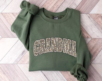 Leopard Grandma Sweatshirt, Grandma Sweatshirt, Leopard Print, Gigi Sweatshirt, Mom LIfe Shirt, Mothers Day Gift, New Mom Sweatshirt