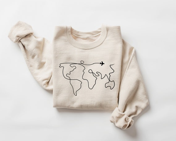 Travel Sweater, Adventure Sweater,  Unisex Sweatshirt And Hoodie, Road Trip, Traveler Gift, Wanderlust Sweater World Map Travel Sweatshirt