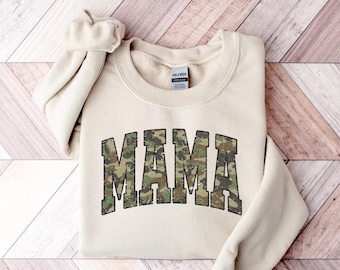 Camouflage Mama Sweatshirt, Camo Mama Shirt, Mother's Day Gift, Varsity Mama Shirt, Retro Mam Shirt