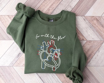 CVICU Cardiac Nurse Heart Flow Anatomy Shirt, CVICU Nurse Shirt, Go With The Flow, Cardiology Sonographer, Cardiac Nurse Tee