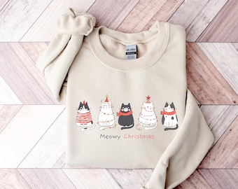 Meowy Christmas Sweatshirt,Happy Cat Year Shirt,Funny Christmas Cat Shirt,Cat Christmas Sweatshirt,Cats Sweatshirt,Cat Lover Christmas Shirt