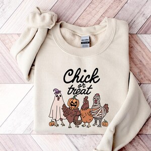 Halloween Chick or Treat Sweatshirt, Halloween Chicken Sweatshirt, Halloween Funny Chicken Shirt, Ghost Chicken Shirt, Chicken Lovers Shirt