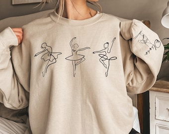 Sudadera de ballet con nombre personalizado, suéter de bailarina personalizado, sudadera de bailarina, regalo para profesora de baile, sudadera de cuello redondo para mamá de bailarina, regalo para bailarina
