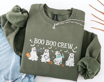 Boo Boo Crew Sweatshirt, Funny Nurse Shirt, Nurse Crewneck Sweatshirt, Nursing Gift,Nurse Tee, Ghost Nurse Shirt, Halloween Nurse Sweatshirt