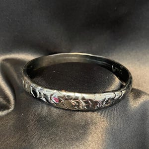 Vintage Oxidized Solid Silver Tapered Bangle Bracelet