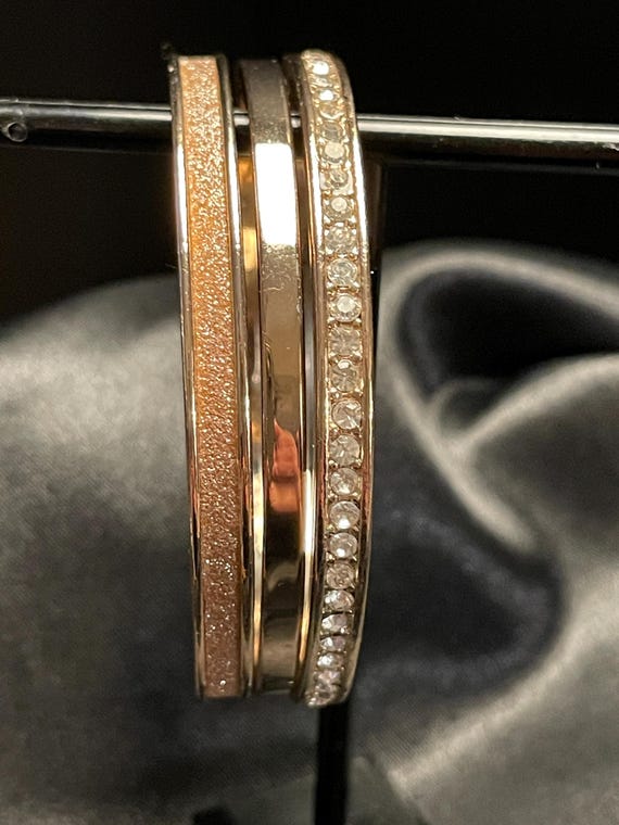 Three Beautiful Designer Solid Gold Tone Rose Gol… - image 1