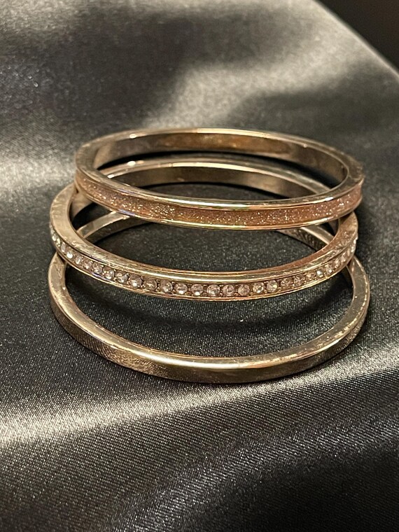 Three Beautiful Designer Solid Gold Tone Rose Gol… - image 2