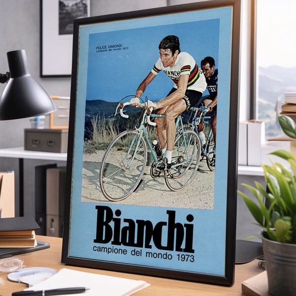 Plakat poster bianchi bike bicycle road track retro vintage