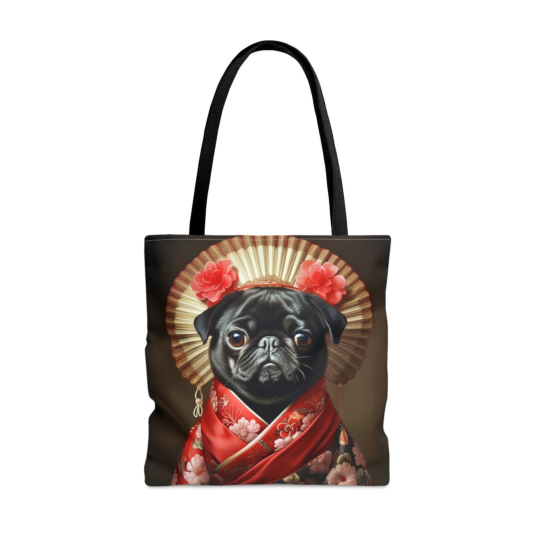 Geisha Black Pug Tote Bag Pug Shopping Bag Dog Tote Bag Etsy