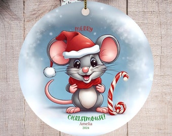 Cute Mouse Personalized Christmas Ornament Custom Xmas ornaments Christmas Mouse Ornament Christmas Tree Decor 2024 Xmas Mouse Ornament name