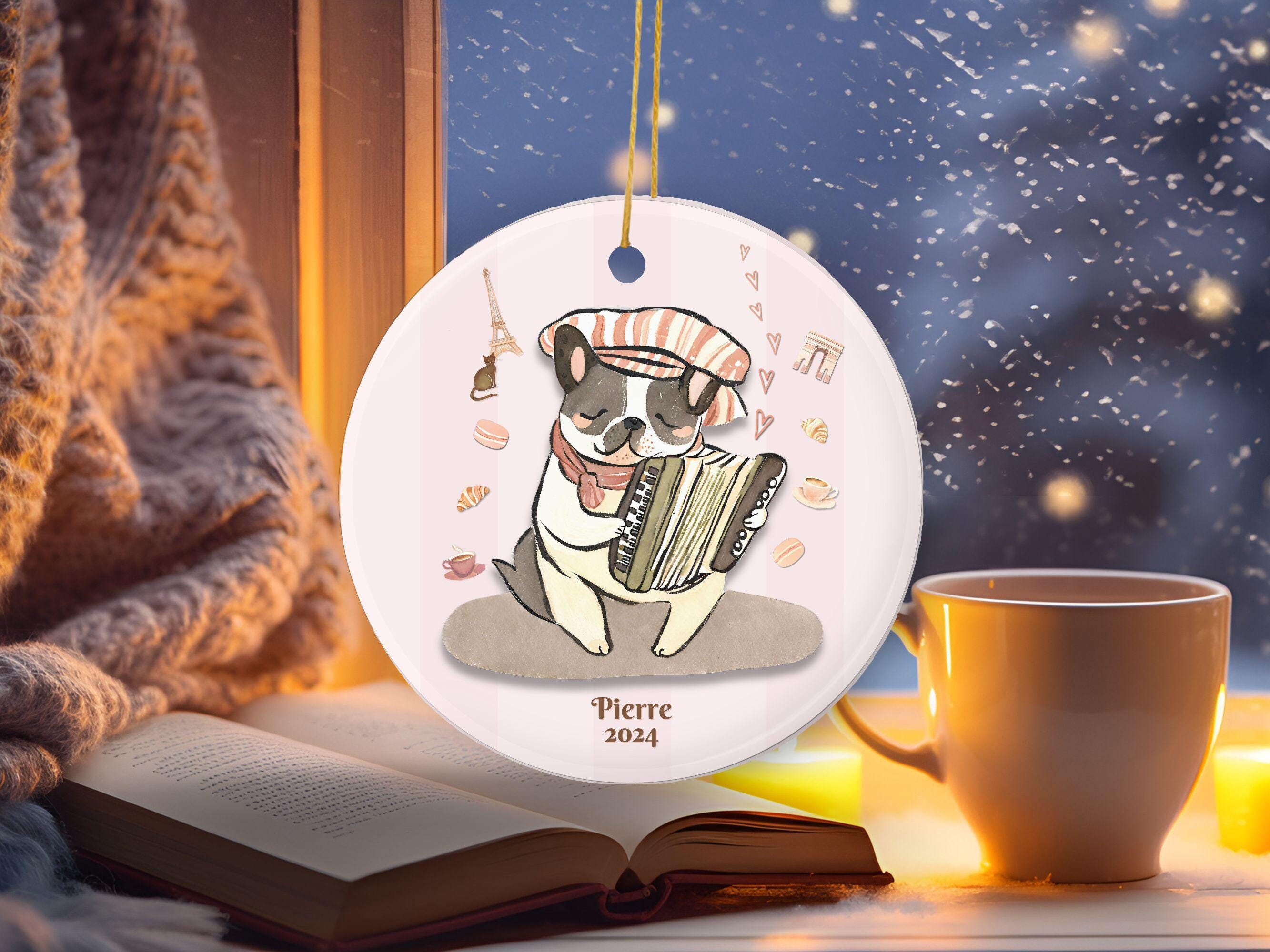 French bulldog ornament Personalized Frenchy Mama gift customized frenchies mama gift Frenchie dad gift dog and accordion Christmas ornament
