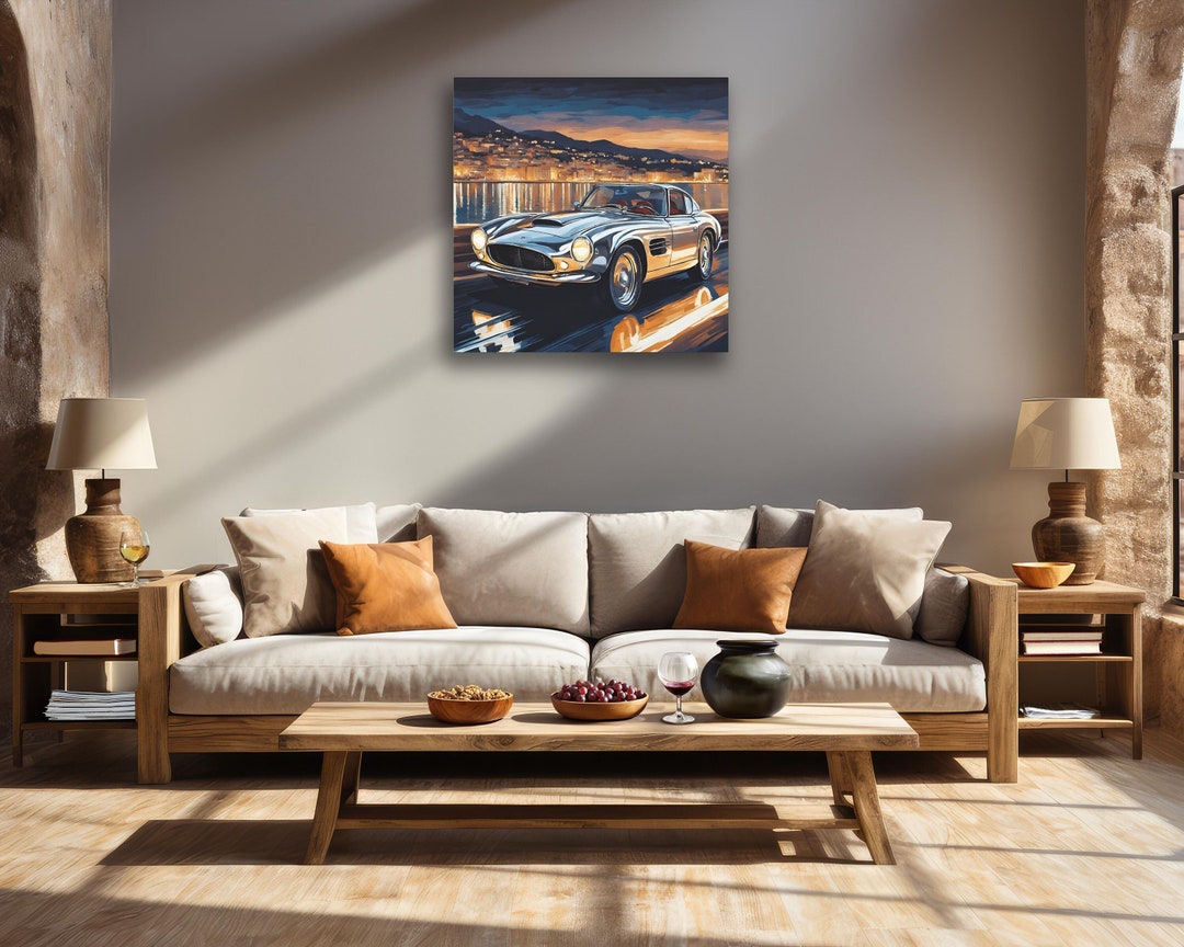 Silver Chrome Metallic Colored Luxury Sports Car Canvas Wall Art Canvas ...