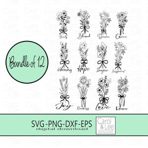 Blumen SVG Bundle Blumengesteck Blumenarrangement Wildblumen, Schmetterling Clipart, digitale Blumen Wildblumenarrangements, Hochzeit SVG,