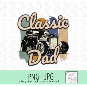 クラシックなお父さんのグランジ スタイル PNG | 古い車のヴィンテージ父の日のクリップアート、レトロなお父さんの車の PNG、クラシックなお父さんの PNG、グランジ スタイルのクラシックな日のデザイン