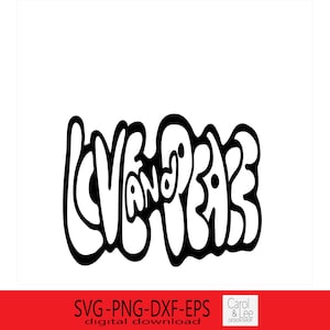 Dessiné à la main des années 70 Style amour, amour et paix SVG, style rétro amour et paix Clipart conception, conception pacifique vieille école, conception ambiance hippie