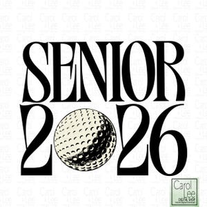 Joueur de golf senior 2026 au format PNG, Design de fin d'études sportif pour t-shirts, gobelets et travaux manuels, design senior facile à télécharger.
