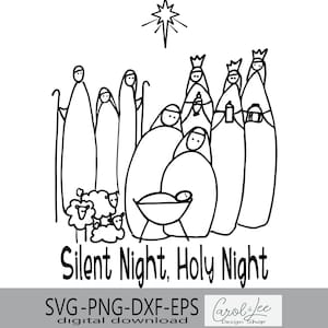 Escena de Navidad de la Natividad, Celebra la Navidad, Noche de Paz, Nochebuena, Clipart de Navidad, SVG de Navidad, SVG de vacaciones, Manualidades navideñas