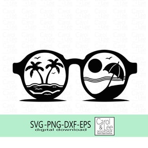 Summer Vibes SVG, Beach Sunglasses clipart, Vacation shirt design, Iron On SVG, Beach Sunglasses clipart, Ocean View thru shades Clipart.
