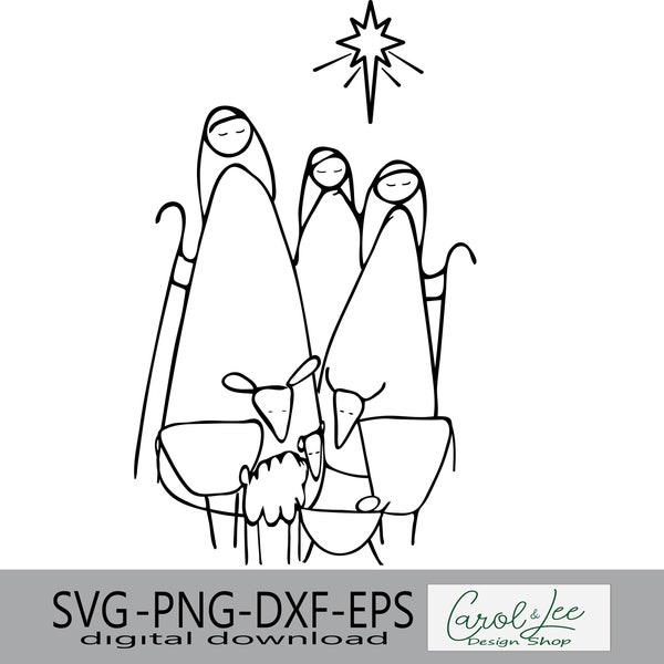 Nativity Scene, Christmas Celebration, Christmas Clipart, Holiday SVG, Christ is Born, Baby Jesus in the Manger, Celebrate Jesus.