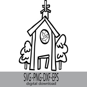 Country Church, Chapel in the Woods, Nostalgic Chapel Old-fashioned Church, Chapel Clipart, Chapel Design, SVG Chapel, Traditional Church
