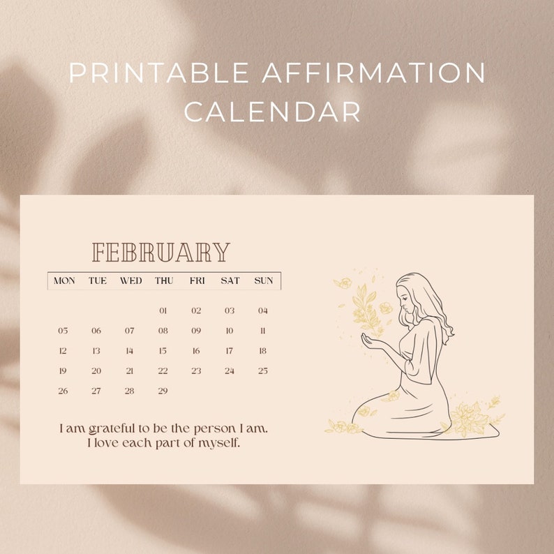 Printable Affirmation Calendar 2024 Etsy
