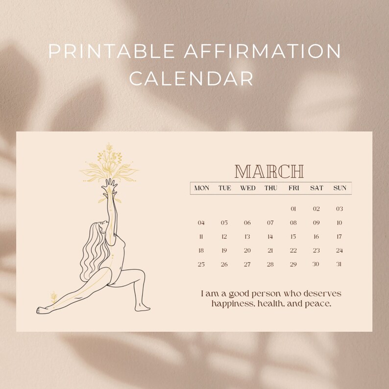 Printable Affirmation Calendar 2024 Etsy
