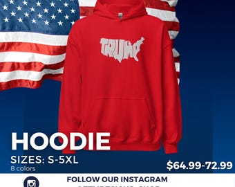 トランプ MAGA USA シルエット刺繍入り（ホワイト）ユニセックスパーカー、アメリカを再び偉大に、トランプアクセサリー、共和党アパレル、ドナルド・トランプ