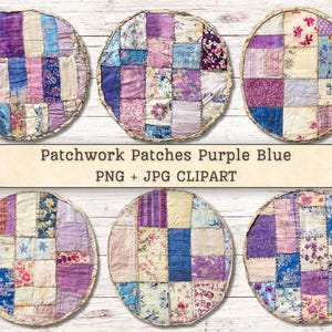Patchwork Patches Clipart, Folk Art Neutral Red Sewn PNG Digital Downloads, Threads Vintage Collage, Scrapbooking, Junk Journal, Printable