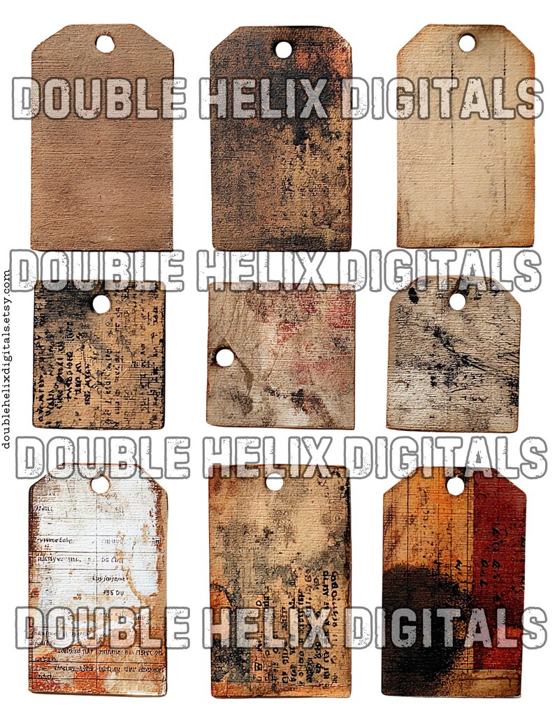 Paper Grunge Tags Clipart Set 2, Ephemera Distressed JPG Instant ...