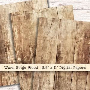 Papel digital de madera beige desgastado y desgastado, descargas imprimibles desgastadas, textura de collage para álbum de recortes, fondo de pintura grunge desconchada, diario basura