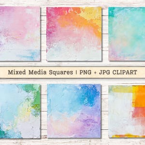 Mixed media vierkanten clipart, kleurrijke vorm grunge verf getextureerde noodlijdende Instant Download schilderkunstige collage ongewenste dagboek digitaal aanbod