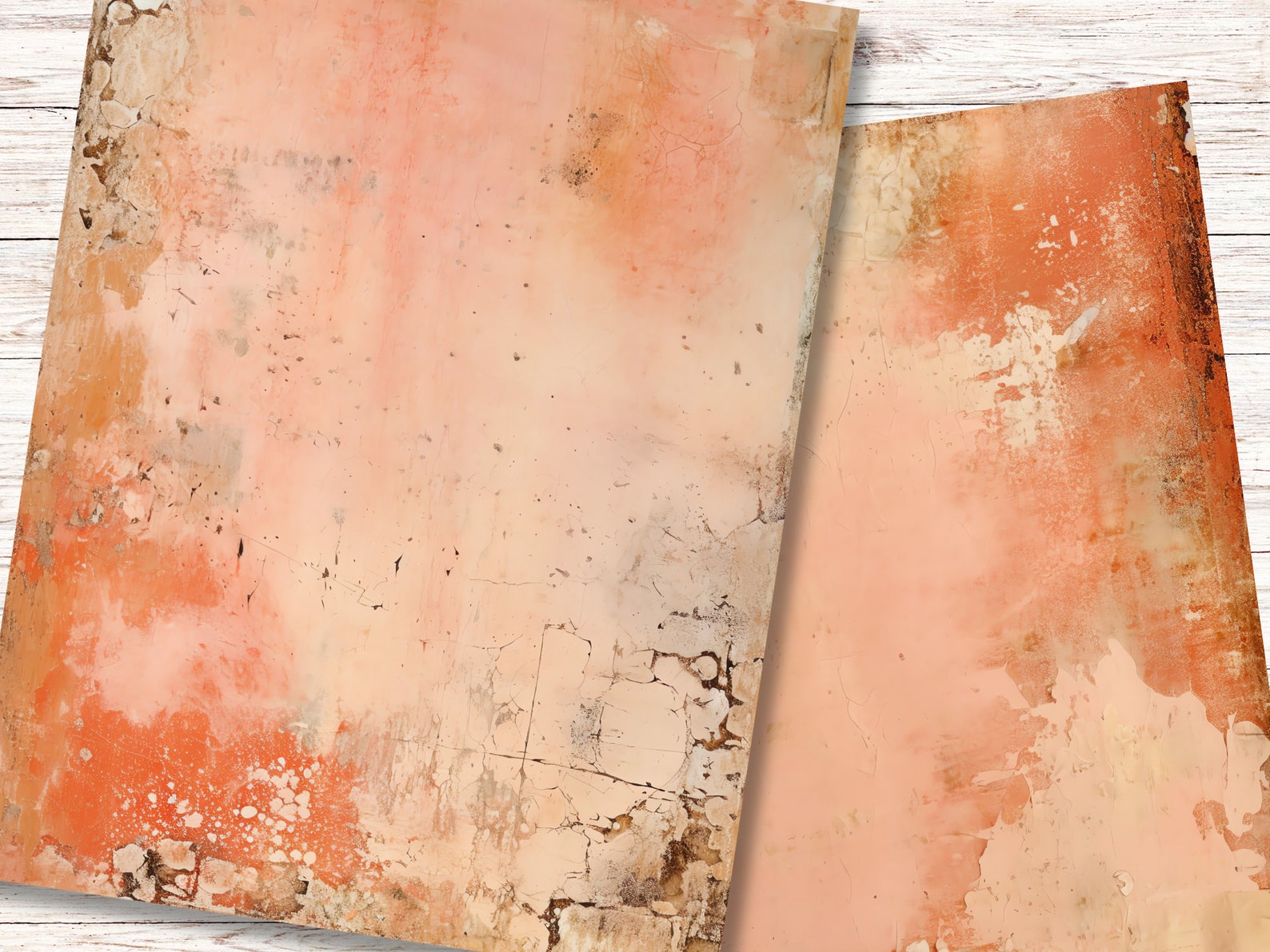 Shabby Grunge Digital Paper, Coral Rust Printable Downloads, Collage ...