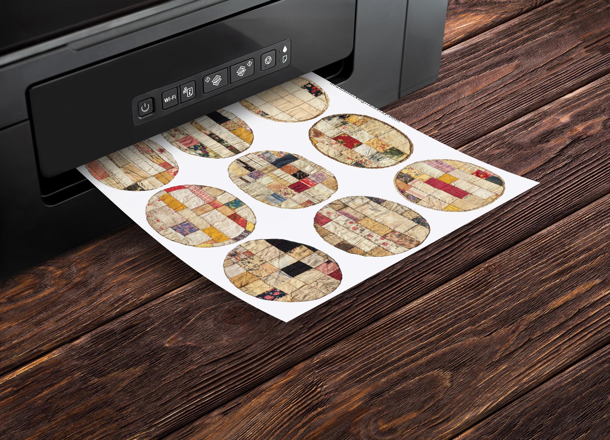 Patchwork Patches Clipart, Folk Art Neutral Red Sewn PNG Digital ...