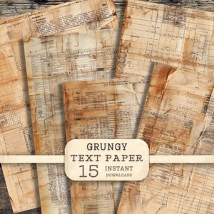 Grungy tekst digitaal papier, antieke kortstondige achtergrond, gekleurd versleten koffie Collage Mixed Media, afdrukbaar vintage tijdschrift, plakboek