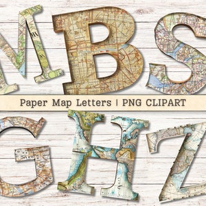 Papier Karte Buchstaben Clipart, Mixed Media Antike PNG Sofort-Downloads, 3D Origami Collage Stil Bilder, Junk-Journal Digitales Zubehör, Kunsthandwerk