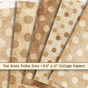 Stippen digitaal papier clipart, afdrukbare downloads theevlek, collage plakboek textuurpakket, mixed mediakunst, achtergrond ongewenste dagboek