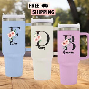 Personalized 40oz Tumbler with Handle, Best Friend Gifts, Custom Name tumbler, Engraved Cup for Her, Birthday Gift for Her, bridesmaid gifts