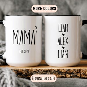 Personalized Mama of 3 Mug, Mama of Three Mug, Mom of Three Mug, Mama of Three Gift, Mother&#39;s Gift for Mom of 3, Mama of Three, Mugs For Mom