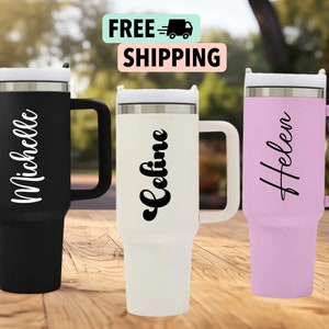 Personalized 40oz Tumbler with Handle, Best Friend Gifts, Custom Name tumbler, Engraved Cup for Her, Birthday Gift for Her, bridesmaid gifts