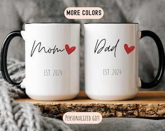 Personalized New Parents Gift, Mom and Dad Mugs, Mom Mug, Dad Mug, New Mom, New Dad, Mugs For Mom, Mugs For Dad, Pregnancy Announcement