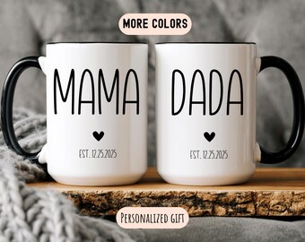 Personalized New Parents Gift, Mom and Dad Mugs, Mom Mug, Dad Mug, New Mom, New Dad, Mugs For Mom, Mugs For Dad, Pregnancy Announcement Cups