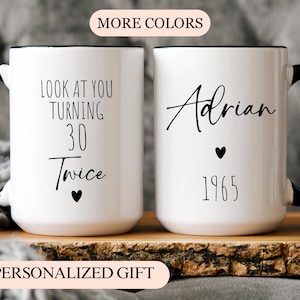Personalized Birthday Gifts Funny 60th Mug, Custom happy 60th birthday mug, Turning 60 Year Old mug for Women, Mom Birthday Gift,Six-tea Cup