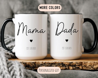 Personalized New Parents Gift, Mom and Dad Mugs, Mom Mug, Dad Mug, New Mom, New Dad, Mugs For Mom, Mugs For Dad, Pregnancy Announcement Cups