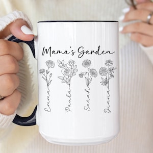 Birth Flower Gift Mom Garden Mug, Custom Family Name Mugs, Personalized Mom Coffee Mug, Grandmas Garden Mug, Mother&#39;s Day Gift for Grandma