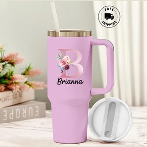 Personalized 40oz Tumbler with Handle, Best Friend Gifts, Custom Name tumbler, Engraved Cup for Her, Birthday Gift for Her, bridesmaid gifts