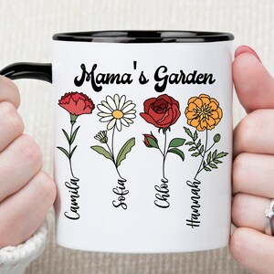 Birth Flower Gift Mom Garden Mug, Custom Family Name Mugs, Personalized Mom Coffee Mug, Grandmas Garden Mug, Mother&#39;s Day Gift for Grandma