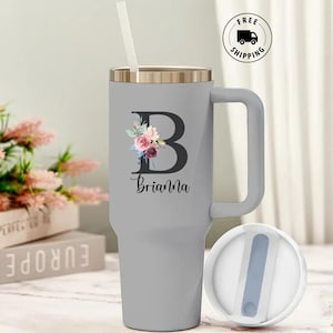 Personalized 40oz Tumbler with Handle, Best Friend Gifts, Custom Name tumbler, Engraved Cup for Her, Birthday Gift for Her, bridesmaid gifts