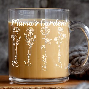 Birth Flower Gift Mom Garden Mug, Custom Family Name Mugs, Personalized Mom Coffee Mug, Grandmas Garden Mug, Mother&#39;s Day Gift for Grandma